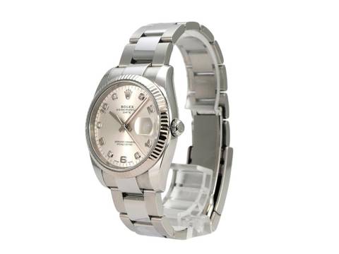 Rolex Oyster Perpetual Date 115234 Silber Diamant 