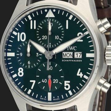  IWC ilot's Watch Chronograph 41 Green NEW FULL SET 