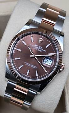  Rolex Datejust 36 36mm 126231 Chocolate Dial Oystersteel and Everose gold Unworn/New Condition Full Set 8-2024 