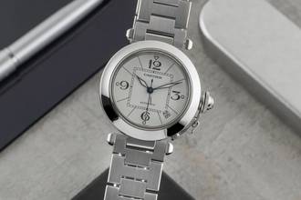 Thumbnail von Cartier Pasha C Stahl Automatik White Dial Herrenuhr Ref. W31074M7 Klassiker