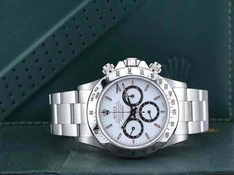  Rolex Daytona Cosmograph Daytona Ref.16520 satinato Inverted 6 White Dial Box & Papers Like New 