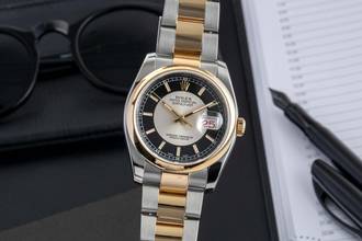  Rolex Datejust 36 Stahl / Gold Tuxedo Dial Automatik Ref. 116203 F-Serie B&P 2005 