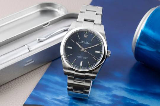  Rolex Oyster Perpetual 39 Blue Dial Automatik Herrenuhr Ref. 114300 