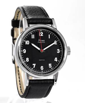  Stowa Partitio Klassik schwarz mit rotem Sekundenzeiger 