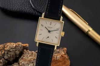 Thumbnail von NOMOS Tetra Glashütte Tetra 18K Gold (0,750) Handaufzug Herrenuhr Ref. 401 B&P 1997
