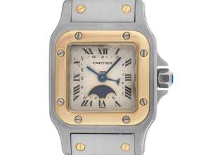 Thumbnail von Cartier Santos Galbée PM Mondphase Ref.119902 1990 Full Set sehr gut Vintage Santos PM kleines Modell Mondphase