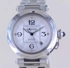  Cartier Pasha Date Automatic Stahl Klassiker Luxusuhr Stick dial 38mm Stahlband 