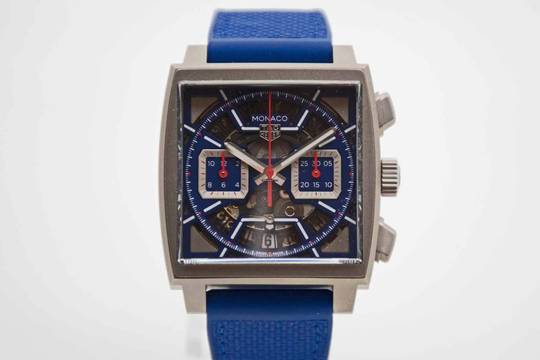  TAG Heuer Monaco Chronograph Titan blau neues Fullset Mwst. ausweisbar 