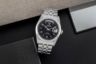  Tudor Prince Date Day Black Dial Edelstahl Automatik Ref. 76200 Papiere 