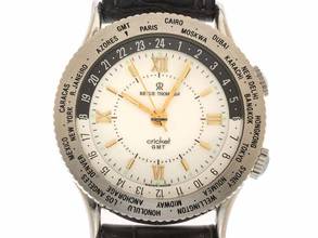  Revue Thommen Cricket GMT 1996 Full Set sehr gut Vintage Cricket GMT Armbandwecker 