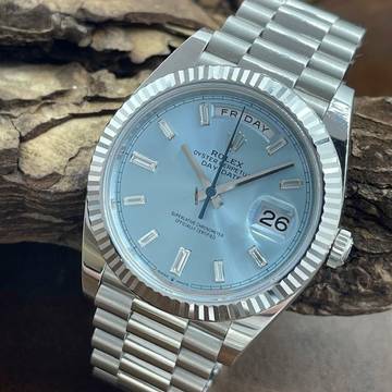  Rolex Day-Date 40 Platin - ICE Blue Diamant - FULLSET 2025 Ref. 228236 