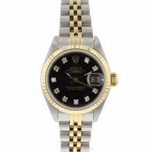  Rolex Lady-Datejust 26 Steel/Gold Jubilee Black Diamond Dial 