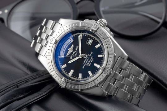  Breitling Headwind Day-Date Automatik Edelstahl Herrenuhr Ref. A45355 Box 
