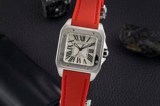 Thumbnail von Cartier Santos 100 Medium Automatik Edelstahl Herrenuhr Ref. W20106X8