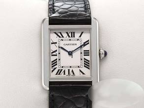 Thumbnail von Cartier Tank Solo Kleines Modell W1018255 Edelstahl Lederband Stahl Steel