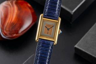  Cartier Tank Vermeil PM Vermeil Trinity 925 Silber small Damenuhr Ref. 3 Klassiker 