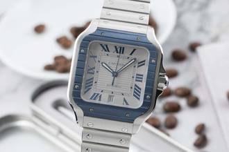 Thumbnail von Cartier Santos De Cartier Blue Stahl Automatik Herrenuhr Ref. WSSA0047 B&P 2023