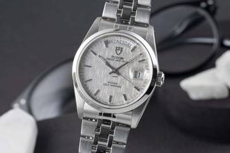  Tudor Prince Date Day Linen Dial Edelstahl Automatik Herren Ref. 76200 