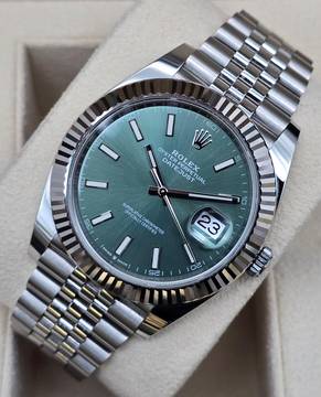  Rolex Datejust 41 41mm 126334-0028 - Mint Green Jubilee Like New Condition Full Set 11-2023 