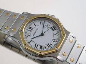 Thumbnail von Cartier Santos Octagon weißes Blatt Automatik XL 30mm Stahl Gold im Top Zustand langes strammes Band perfektes Swiss Made Dial 30 mm