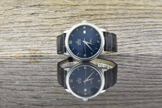  Omega De Ville Prestige Co Axial 424.13.40.20.03.001 Blue Dial - B&P 