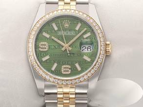 Thumbnail von Rolex Datejust 36 36mm 116243 2016 Lc100 Stahl Gelbgold 750 Grün Wave Diamanten