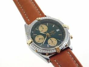 Thumbnail von Breitling Chronomat Stahl Gold mit grünem Blatt und Lederband . Der Klassiker im Top Zustand