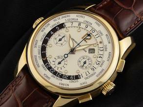  Girard Perregaux WW.TC World Time Ref.49800-51-151-BACD 2009 Full Set sehr gut Vintage WW.TC World Time Chronograph 18kt Gelbgold 173g Leder Faltschließe 
