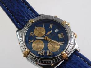  Breitling Crosswind Chronograph Stahl Gold Chronometre blaues Zifferblatt 