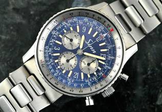 Thumbnail von Sinn 903 rare Vintage Navigation Chronograph | blue & purple dial | Titanium