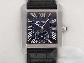 Thumbnail von Cartier Tank MC Automatik Wsta0010 2018 Blau Edelstahl Lederband Stahl Steel Black Dial