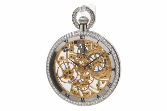 IWC Pocket Watch Skeleton Pocket Watch 18K White Gold Retail 52500 Swiss Francs from 1984
