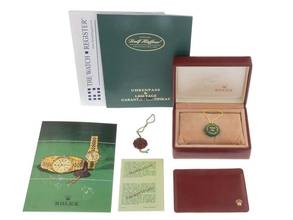 Thumbnail von Rolex Lady-Datejust Ref.6527 1967 Box&Beschreibung sehr gut Vintage Datejust Lady Rindengravur open 6/9 18kt Gelbgold