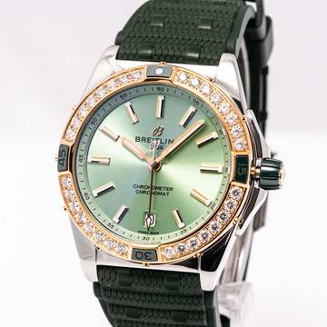  Breitling Chronomat 38 Gold Diamond Green – U17356531L1S1 – like NEW – 02/2023 Full Set 