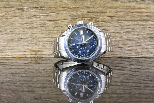  Omega Speedmaster Date 321280 Blue Dail Chronograph Automatik 
