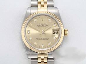 Rolex Datejust 31 Steel Yellow Gold 750 Diamonds 2001 Automatic Stainless Steel 18kt Yellow Gold Steel Jubilee Bracelet Chronometer Oyster