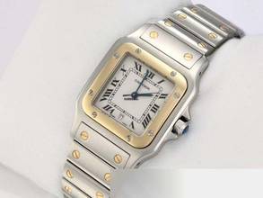 Thumbnail von Cartier Santos Galbée stainless steel yellow gold 750 W20011c4 date steel steel 18kt yellow gold