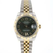  Rolex Datejust 31 Gold/Steel Diamonds Green Roman Dial 