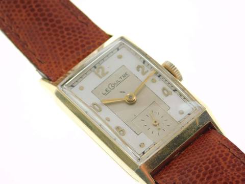  Jaeger-LeCoultre Classic Le Coultre Tank - Rare Vintage 14K Gelbgold Kaliber 438/4 C W frühe Le Coultre Herrenuhr massiv Gelbgold 