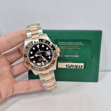  Rolex GMT-Master II Rootbeer Ouro Rosé & Aço 40mm Automatic Completo 