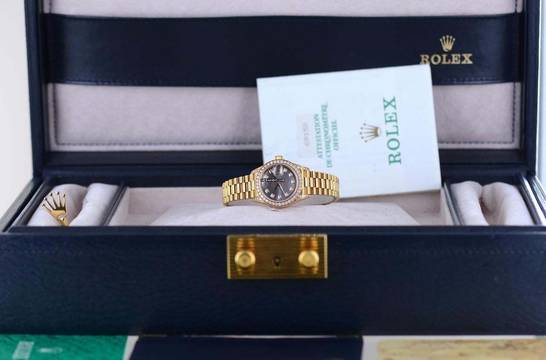  Rolex Lady-Datejust 18K Gelbgold MOP Dial Diamond Factory 26mm Lady rar B+P 