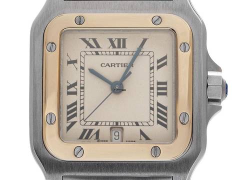  Cartier Santos Galbée GM großes Modell Ref.187901 1988 Box&Beschreibung sehr gut Vintage Santos Galbee GM großes Modell 