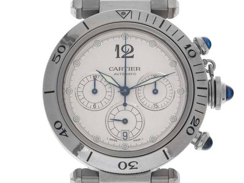 Cartier Pasha Ref.2113 2006 Box&Beschreibung wie Neu Vintage Pasha Chronograph Glasboden 