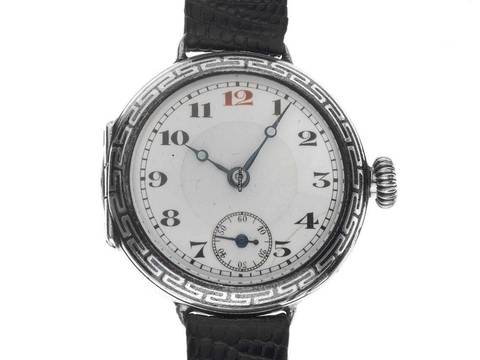  Rolex 935 Silber Klappdeckel Trench WW Niello Verzierung 1910 original Box original unpoliert Vintage Trench WW Niello Verzierung 935 Silber 