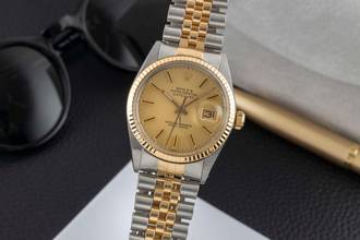  Rolex Datejust 36 Oyster Perpetual Stahl / Gold Automatik Ref 16013 B&P 1981 