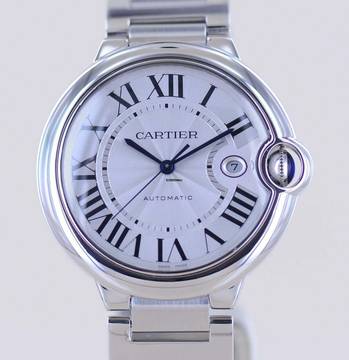  Cartier Ballon Bleu Steel Automatic Klassiker Luxusuhr Silver roman dial 42mm 