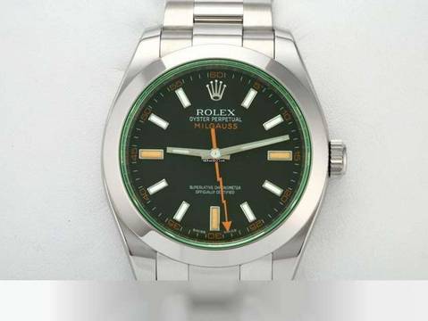  Rolex Milgauss 116400gv 2013 Edelstahl Automatik Stahl Grün Green Stainless Steel Oyster-band Chronometer 