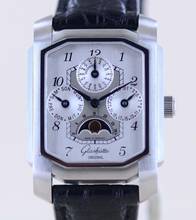  Glashütte Original Senator Karrée Ewiger Kalender Mondphase 1845 Silver Dial rar Collector 