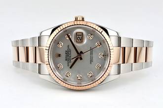 Thumbnail von Rolex Datejust 36 MOP Dial With Diamond Index - Steel And Rose Gold - Oyster Bracelet - 116231