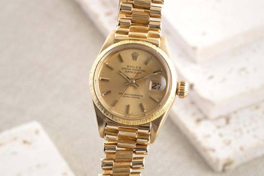  Rolex Lady-Datejust Borke 18K (0,750) Gold Automatik Damen Oyster Ref. 6927 Box 